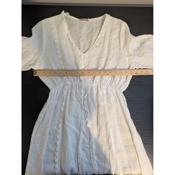 Valentina Naldi White Linen Crochet Lace Boho Dress Women's Large‎ - Picture 7 of 9